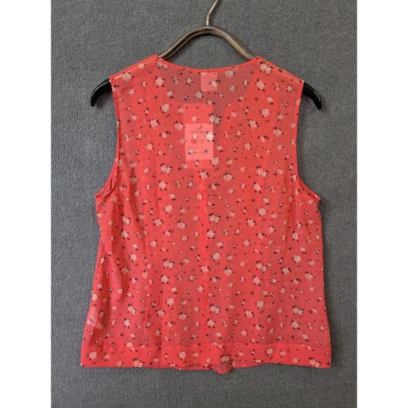 Cabi Top Womens Large Suave Pintuck Blouse Coral Blossom Semi-Sheer Tank - Picture 6 of 11